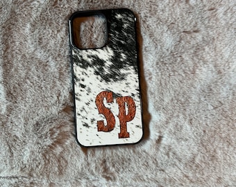 Leather & Hide initials phone case (NOT REAL COWHIDE)