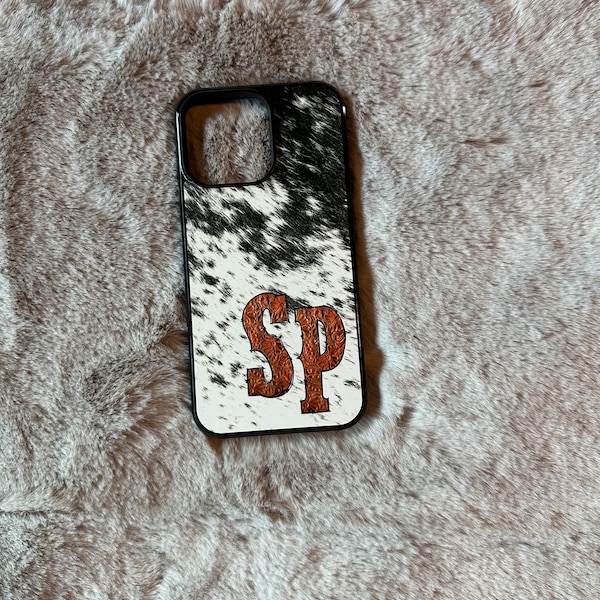 Leather & Hide initials phone case (NOT REAL COWHIDE)