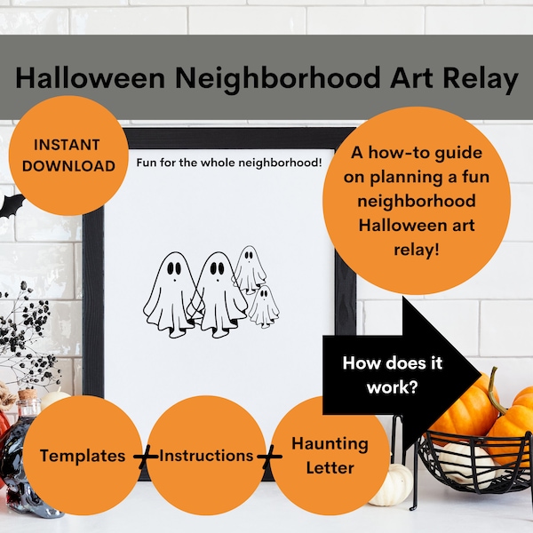 Neighborhood Booed Twist / Halloween Big Group Game / Get to Know Your Neighbor / Halloween Craft Art Activity / Fall Neighborhood Game