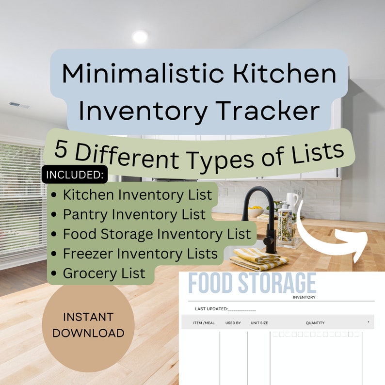Kitchen Inventory Food Storage Checklist Freezer Stock List Etsy