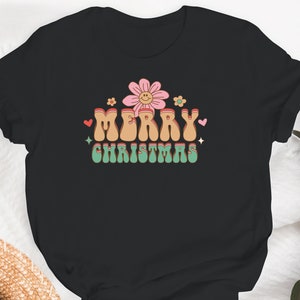 Merry Christmas shirt,Christmas shirt,Retro Christmas shirt,Christmas flower shirt,Cute Vintage christmas shirt,Women&girls Christmas gift,