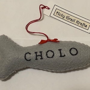 Personalisierter Wollfilz Katze Kätzchen-Fisch Geschenk Weihnachtsbaum Weihnachtsschmuck!