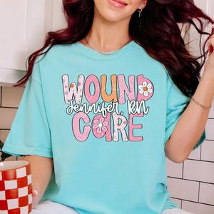 Wound Care Shirt, Personalized Name Comfort Colors Wound Nurse Shirt, Future Wound Care Nurse Gift, Leopard Floral Wound Care Team Tshirt