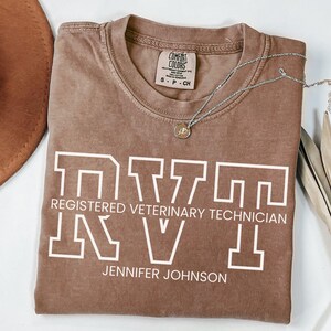 Personalized RVT Shirt, Comfort Colors Registered Veterinary Technician Tshirt, Custom Name or Year RVT Gifts for Graduation, Vet Tech Shirt