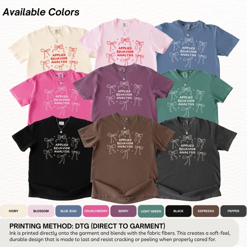 Comfort Colors ABA Shirts, Coquette Bow ABA Therapy Shirt, ABA Gifts for Graduation, Applied Behavior Analysis Tshirt, Aba Therapist Tshirt image 6