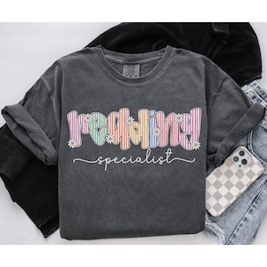 Reading Specialist Shirt, Comfort Colors Reading Teacher Tshirt, Cute Reading Specialist Gift, Colorful Stripes Floral Reading Team T-shirt