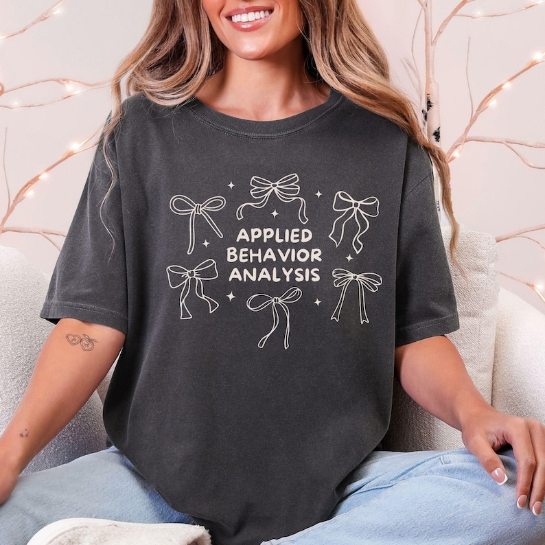 Comfort Colors ABA Shirts, Coquette Bow ABA Therapy Shirt, ABA Gifts for Graduation, Applied Behavior Analysis Tshirt, Aba Therapist Tshirt image 2