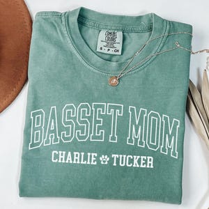 Personalized Basset Hound Shirt for Dog Mom, Basset Hound Gift for New Dog Owner, Comfort Colors Basset Dog Shirt, Basset Hound Mom T Shirt