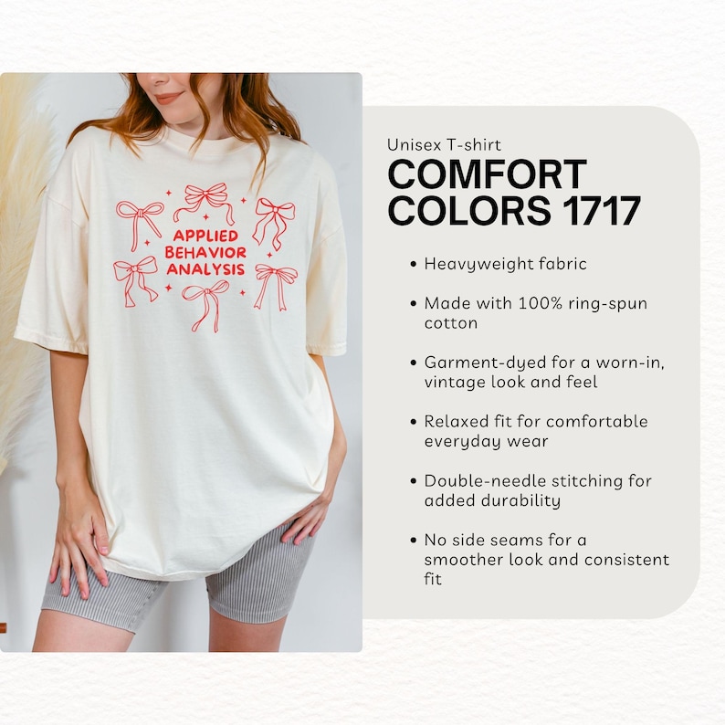 Comfort Colors ABA Shirts, Coquette Bow ABA Therapy Shirt, ABA Gifts for Graduation, Applied Behavior Analysis Tshirt, Aba Therapist Tshirt image 5