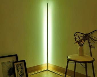 Lámpara de pie de esquina Diseño simple Decoración de oficina en casa Lámpara de soporte de luz interior que cambia de color regulable