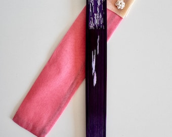 Large Korean Folding Fan: Purple Floral Design with Case
