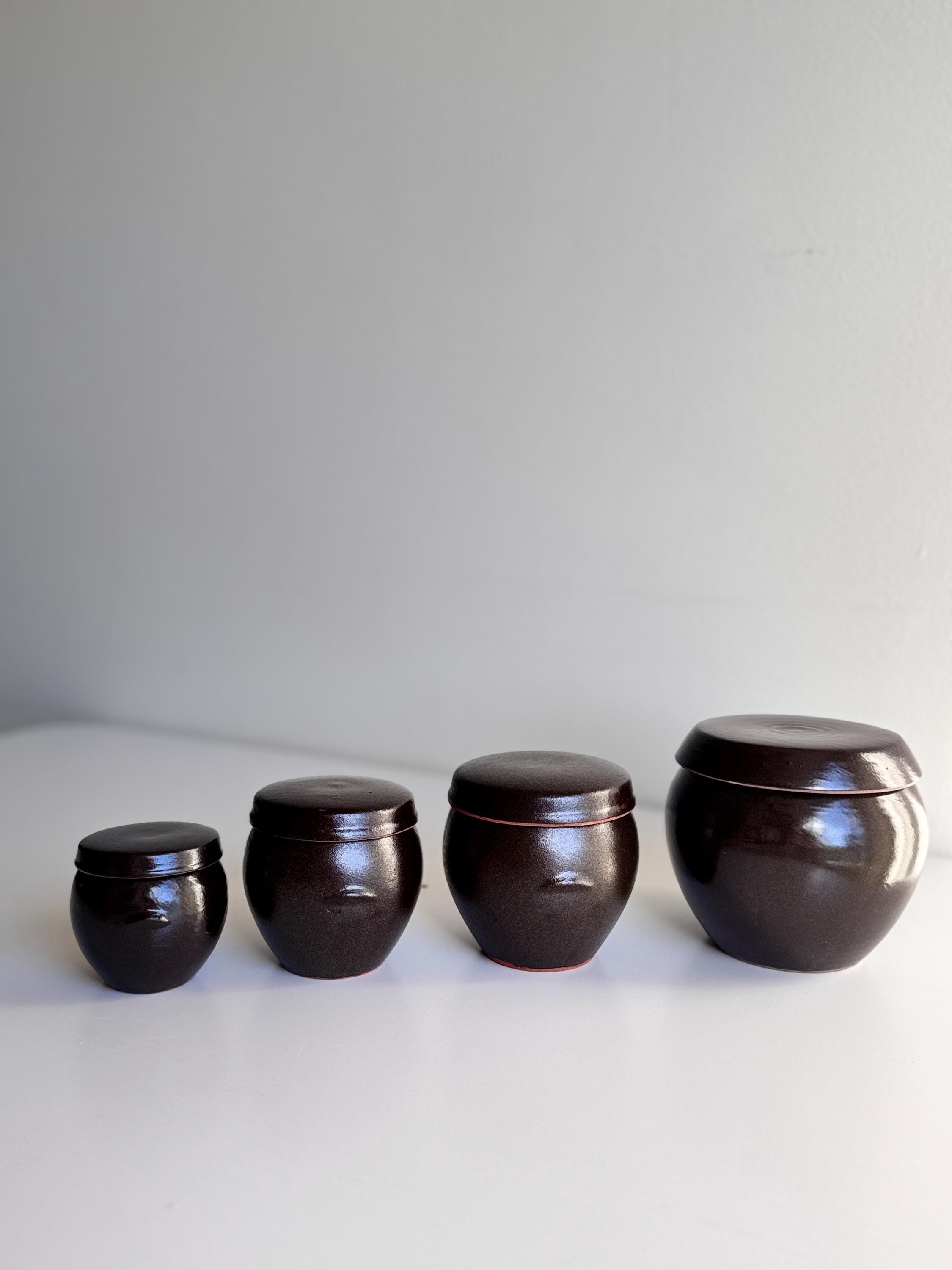 Mini Korean Onggi Jar: Ceramic Earthenware Pottery, Cultural Decor