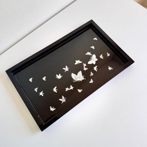 Korean Mother of Pearl Serving Tray | Handmade Jagae Lacquer Tray | Black Decorative Tray for Tea or Display