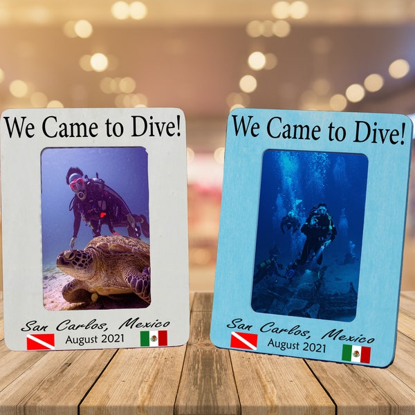 Handmade Personalized  Scuba Diving Picture Frame| We Came To Dive | PADI Scuba Diving | Gift For Scuba Diver | Wood Frame | Great for Diver