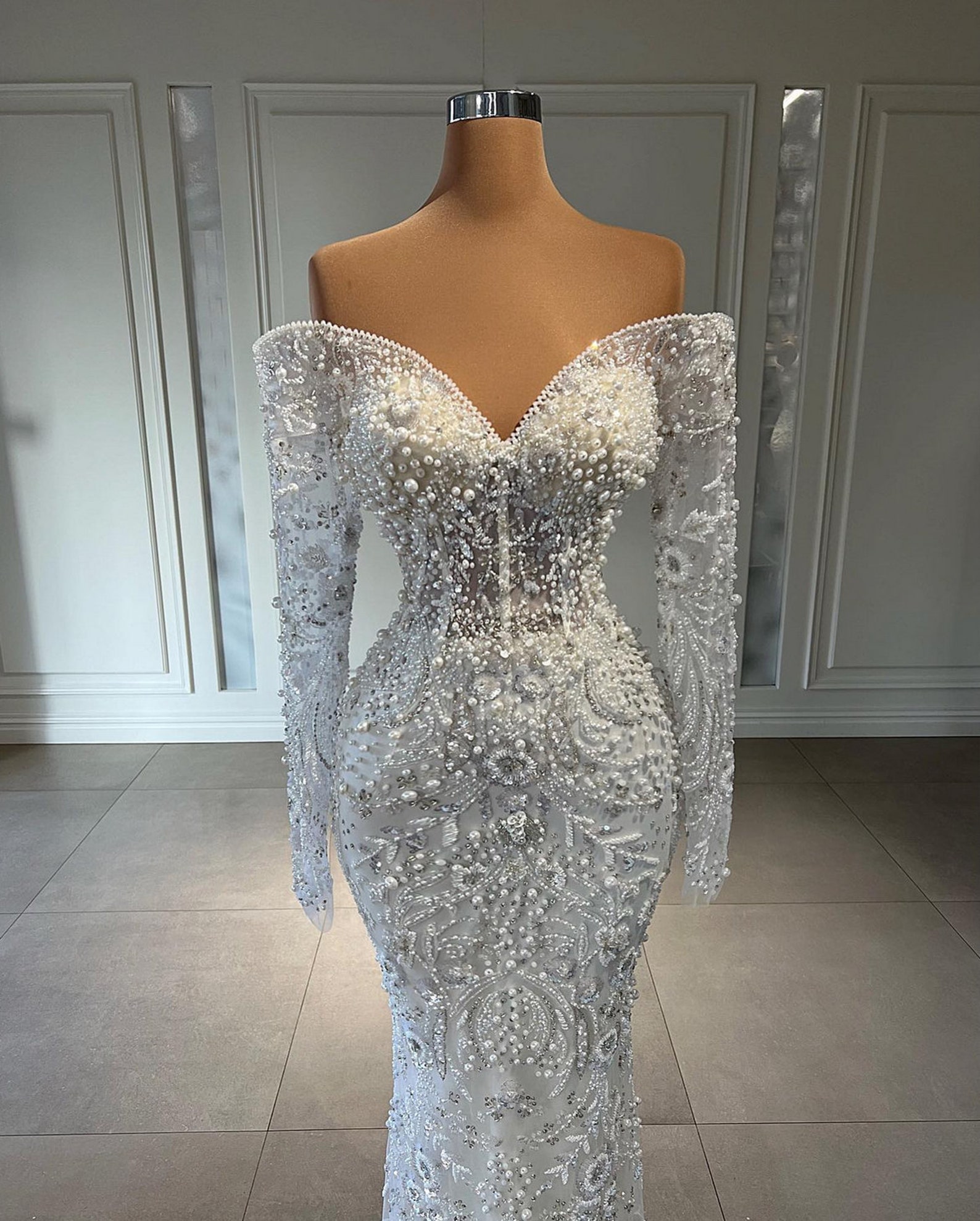 Luxurious Pearl Mermaid Bridal Gown - Etsy