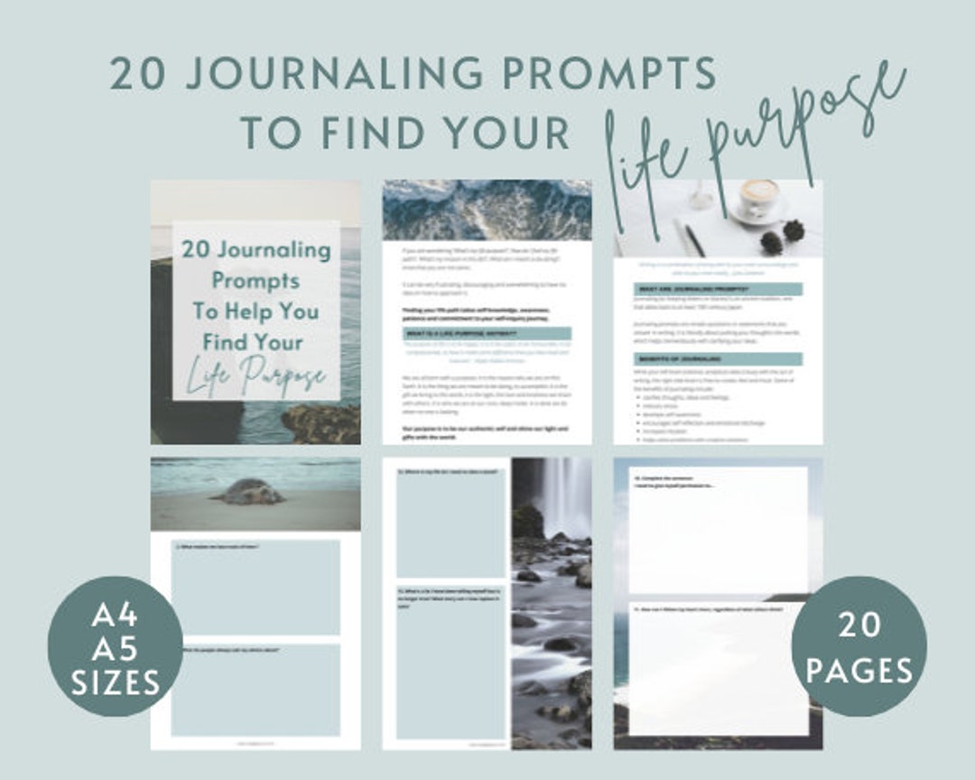 20 Journaling Prompts: Find Your Life Purpose (PDF) - Etsy