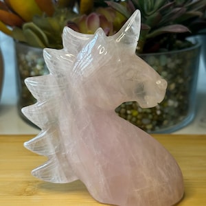 Rose Quartz - Unicorn Carving 5”