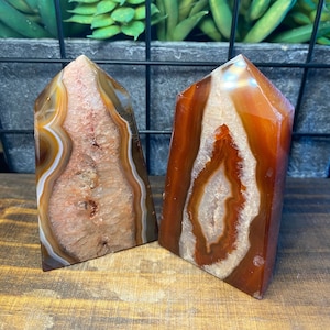 Carnelian Tower Set , Carnelian Druzy Tower (2 pcs)