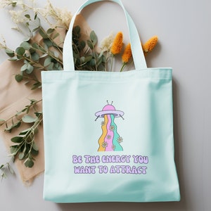 Organic Cotton Printed Tote Bag, Boho Design Tote Bag, Positive Affirmation Tote Bag, Eco-friendly Organic Tote Bag, Vegan Graphic Tote Bag