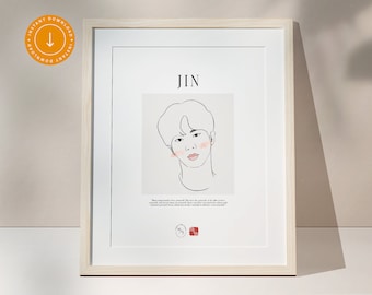BTS Jin Digital Poster | instant download, aesthetic, minimalistic, modern, quotes