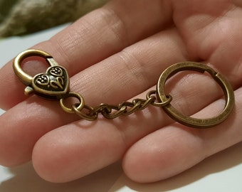 Porte-clés vintage avec Crochet en forme de cadenas coeur couleur Bronze antique Médiévale Moyen-Âge, Amour, Coeur, Fête des Mères Maman