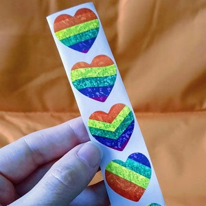 Lot de 200 ou 400 Autocollants COEUR 8 motifs PAILLETTES Brillance Arc-en-ciel Disco 2.5cm x 2.5cm, 1x1inch, Fierté LGBTQ, Gay Pride