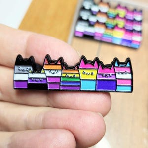 Pride Cats Pin Kit and 16 Progress Pride Stickers LGBTQ Trans Bisexual Pan Lesbian Asexual Non-Binary Ally