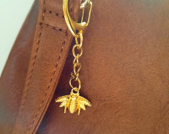 Crochet et porte-clés avec breloque Abeille mignonne brillante couleur OR pour sac à main, Mary Kay symbole de succès, réussite, Décorations