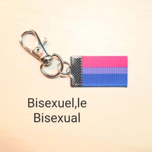Crochet avec Drapeau Fierté Bisexuel  LGBTQ+ Fait à la main, ruban gros grain 1,5cmx2,5cm, CADEAU : Épinglette progress pride gratuite