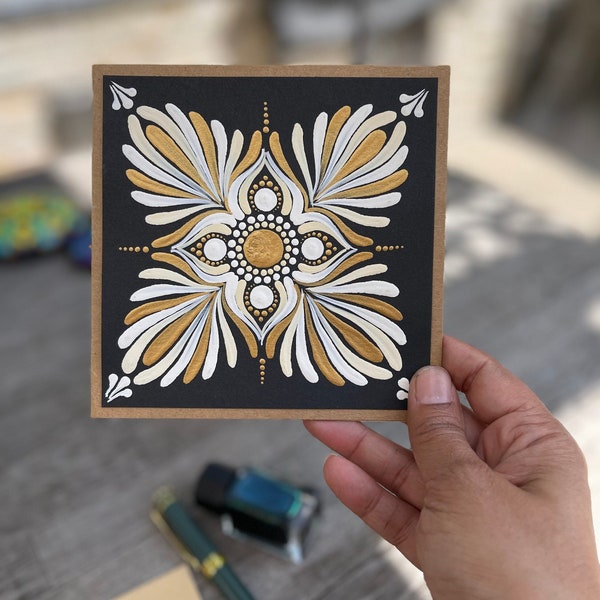 Handpainted Mandala Blank Square Greeting Cards