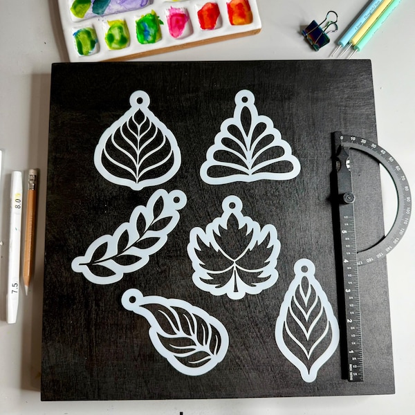 Leaf Mandala Stencil Set – Set of 6 Designs (S/M/L Options)