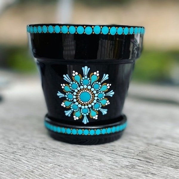 Handpainted Mandala Pot