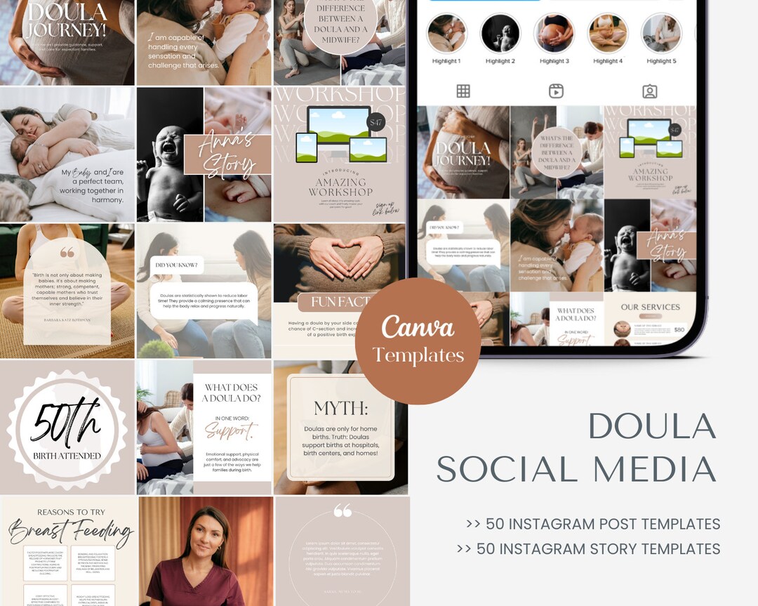 Doula Social Media Doula Social Media Templates for Canva - Etsy
