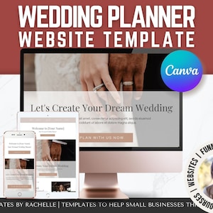 Wedding Planner Canva Website Template, Done for you Website Template, Wedding Planner Website, One Page Website, Canva Landing Page
