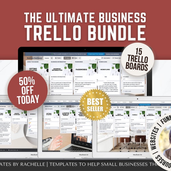 Tableaux Trello, Modèles Trello, Tableaux Trello d'entreprise, Tableau de webinaire, Tableau de podcast, Gestion d'entreprise, Trello Bundle, Boîte à outils professionnelle,