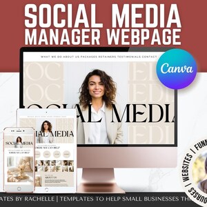 Social Media Manager Canva Website Template, Done for you Website Template, Marketing Agency Website, One Page Website, Canva Landing Page