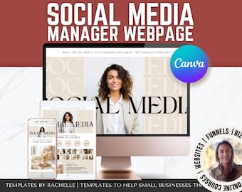 Social Media Manager Canva Website Template, Done for you Website Template, Marketing Agency Website, One Page Website, Canva Landing Page