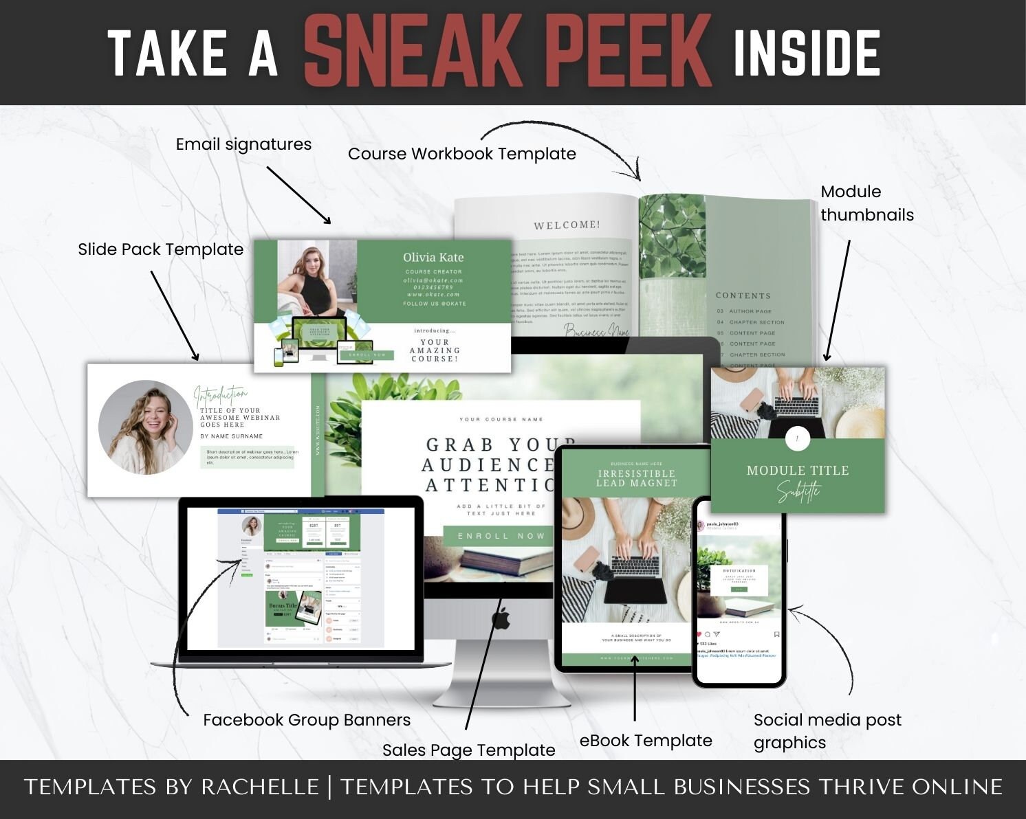 Course Creator Template Bundle, Workbook Template, Course Slidepack ...