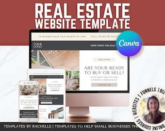 Real Estate Canva Website Template, Done for you Website Template, Real Estate Agency Website, One Page Website, Canva Landing Page