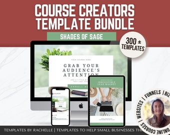 Course Creator Template Bundle, Workbook Template, Course Slidepack, Course Bundle, Course Templates, Canva Template, Course Sales Page