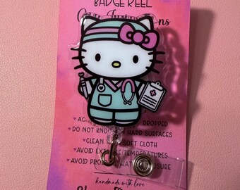 Cute Kitty nurse badge reel