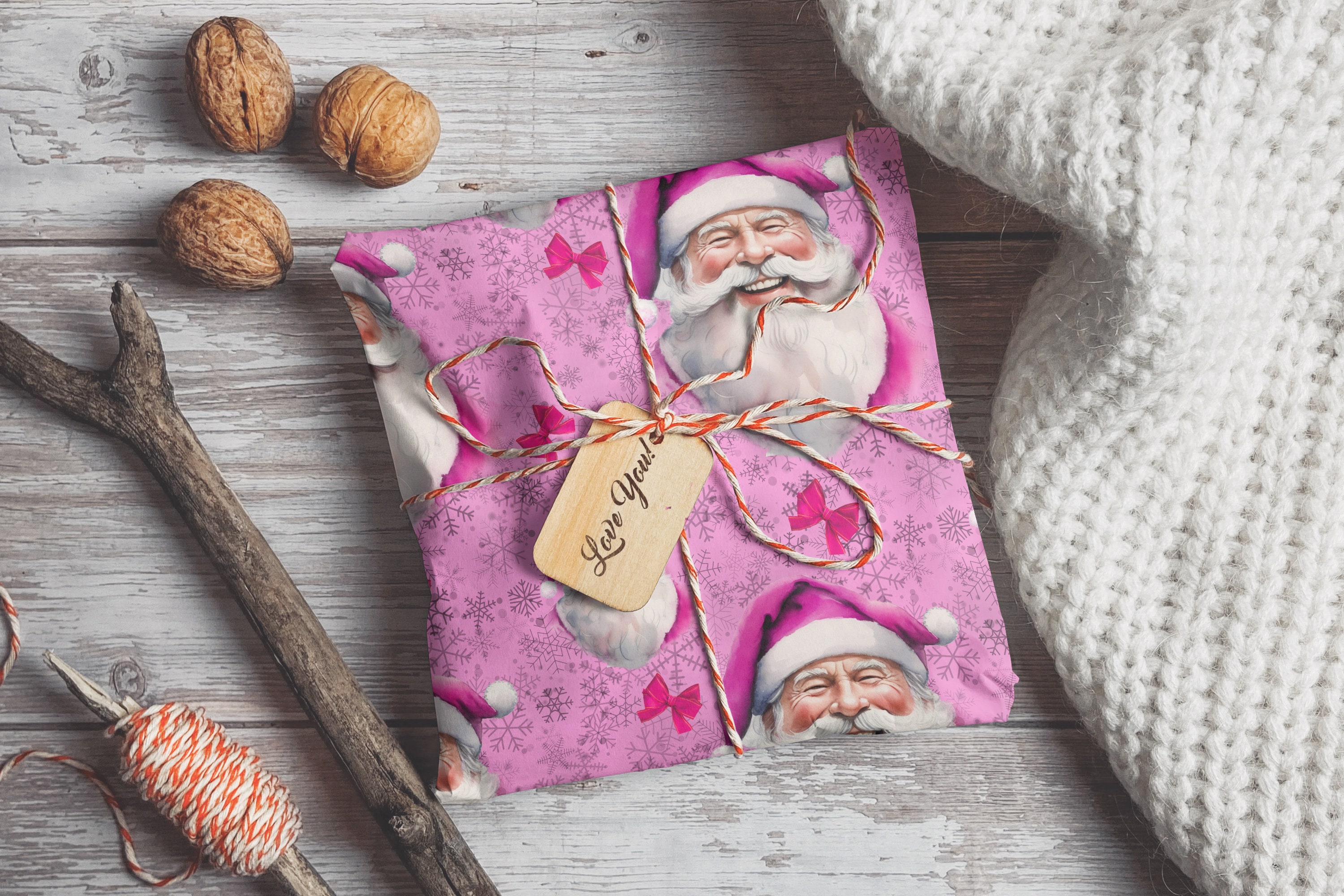 Wrapping Paper - Pink Santa – Paperboy