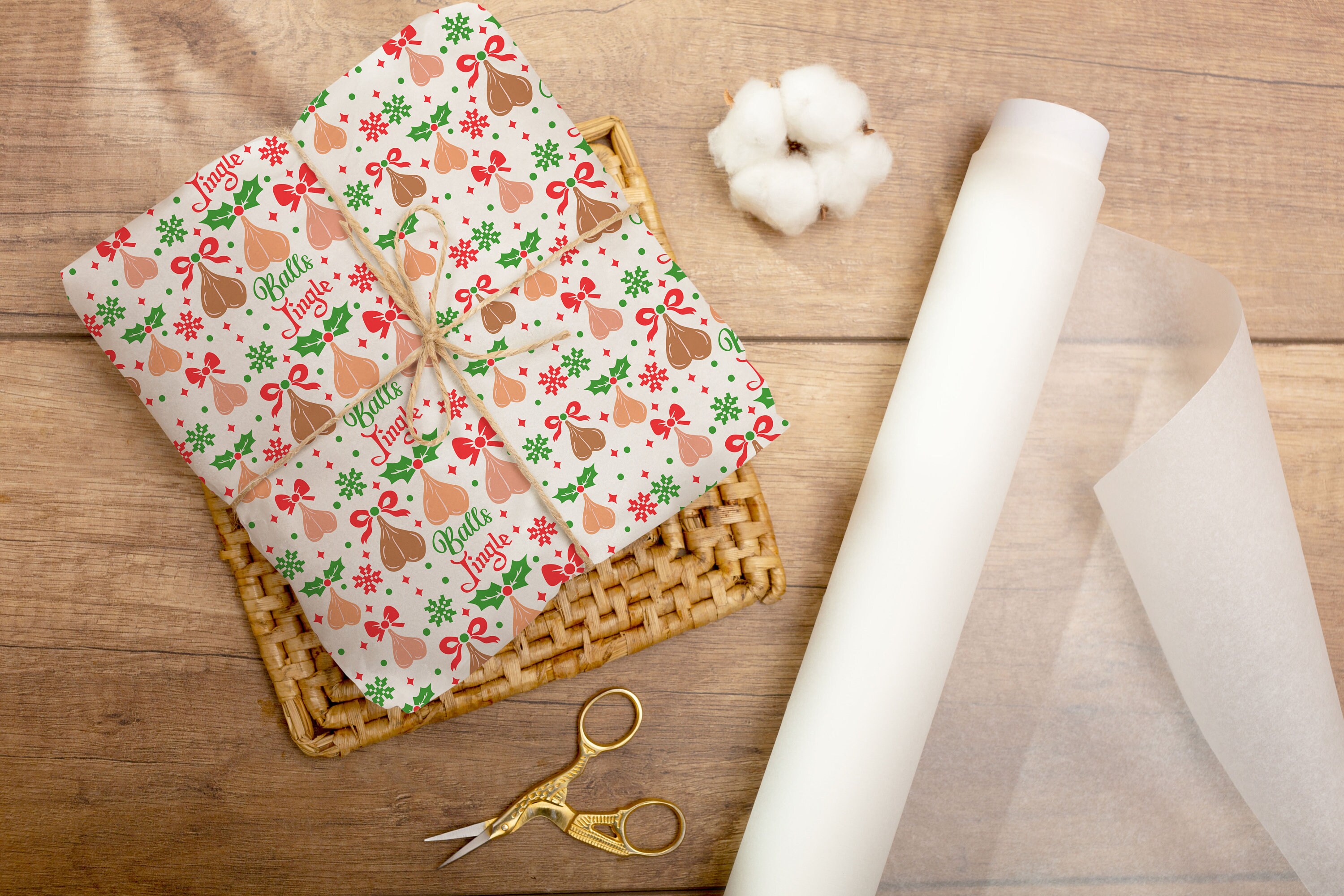 Funny Christmas Wrapping Paper Jingle Balls Gift Wrap Etsy