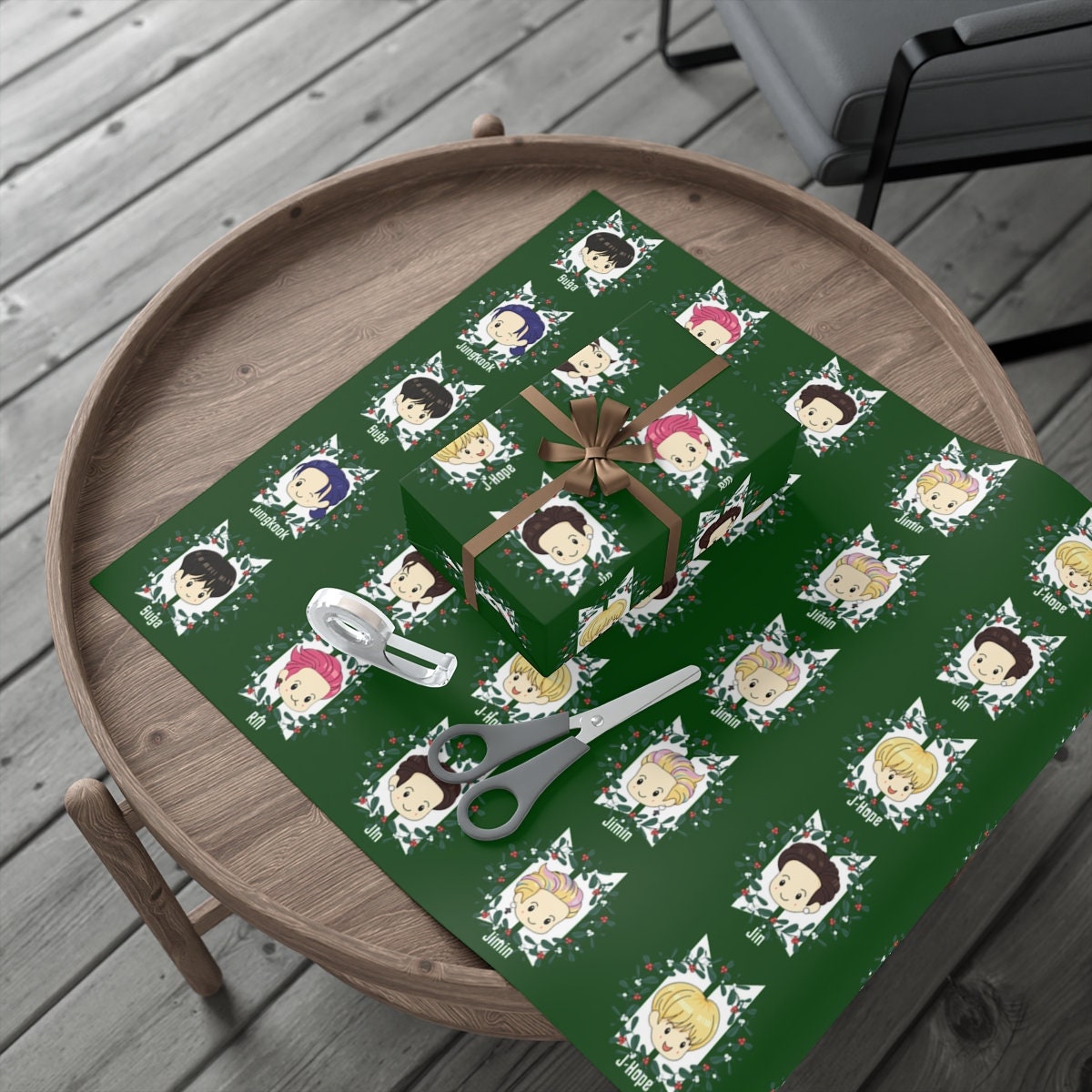 Bts Christmas Wrapping Paper, Bts Gift Wrap With Jin Suga Jhope RM
