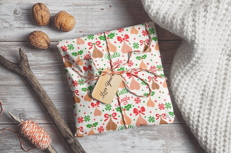 Funny Christmas Wrapping Paper Jingle Balls Gift Wrap Etsy