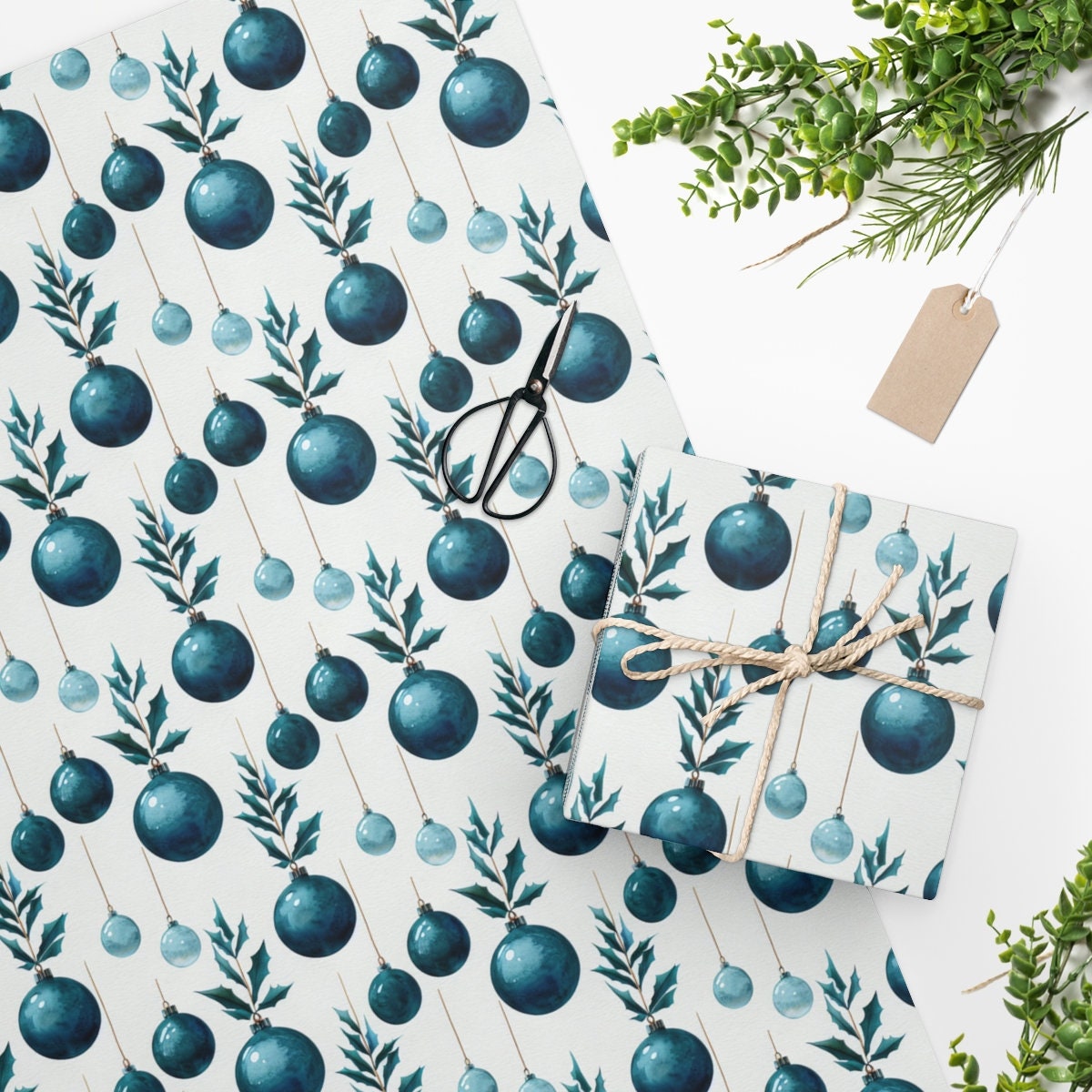 Blue Christmas Wrapping Paper Blue Wrapping Paper Christmas Etsy