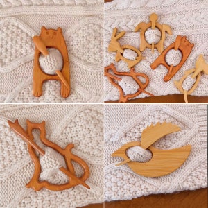 Wooden Brooch Accessories, Wooden Knitted Shawl Pins