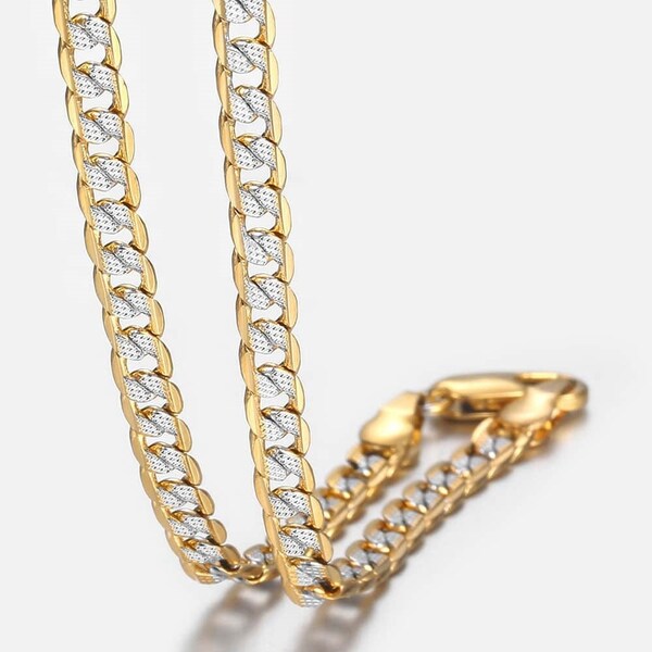 Gold Cuban Link Chain Necklace | 18K Gold Filled Gold Necklace | Gold Necklace For Men | Gold Necklace For Women | Shiny Gold Curb Chain