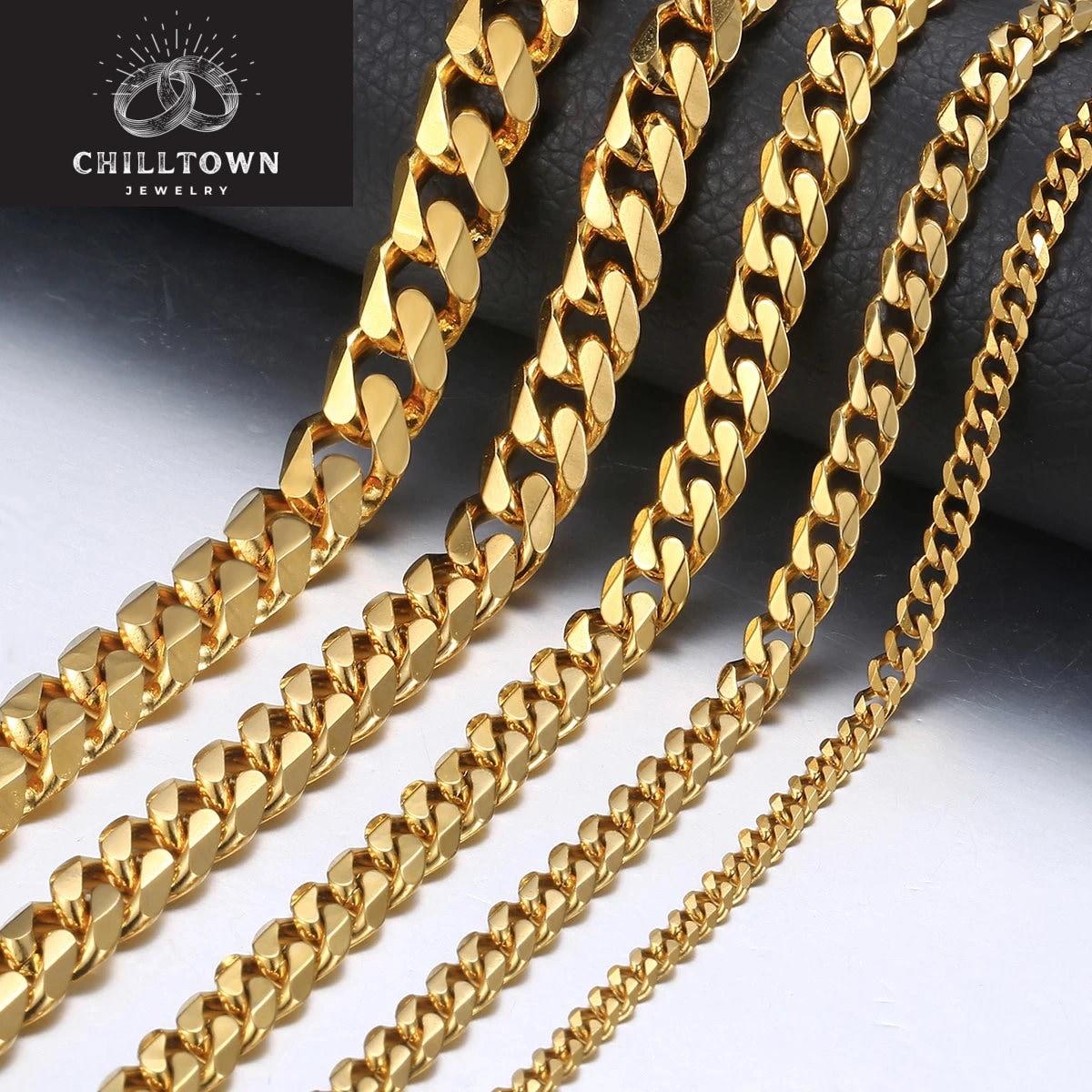18K Gold Filled Necklace Stainless Steel Gold Cuban Link Etsy