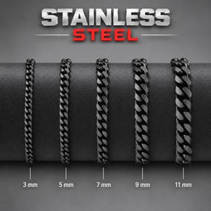 Black Bracelet | Stainless Steel Black Cuban Link Bracelet For Men & Women | Hip Hop Bracelet | Men's Black Curb Bracelet | Gift For Men